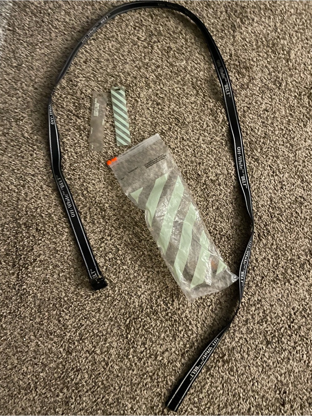 Off-White Black and White Logo Ribbon Belt Strap